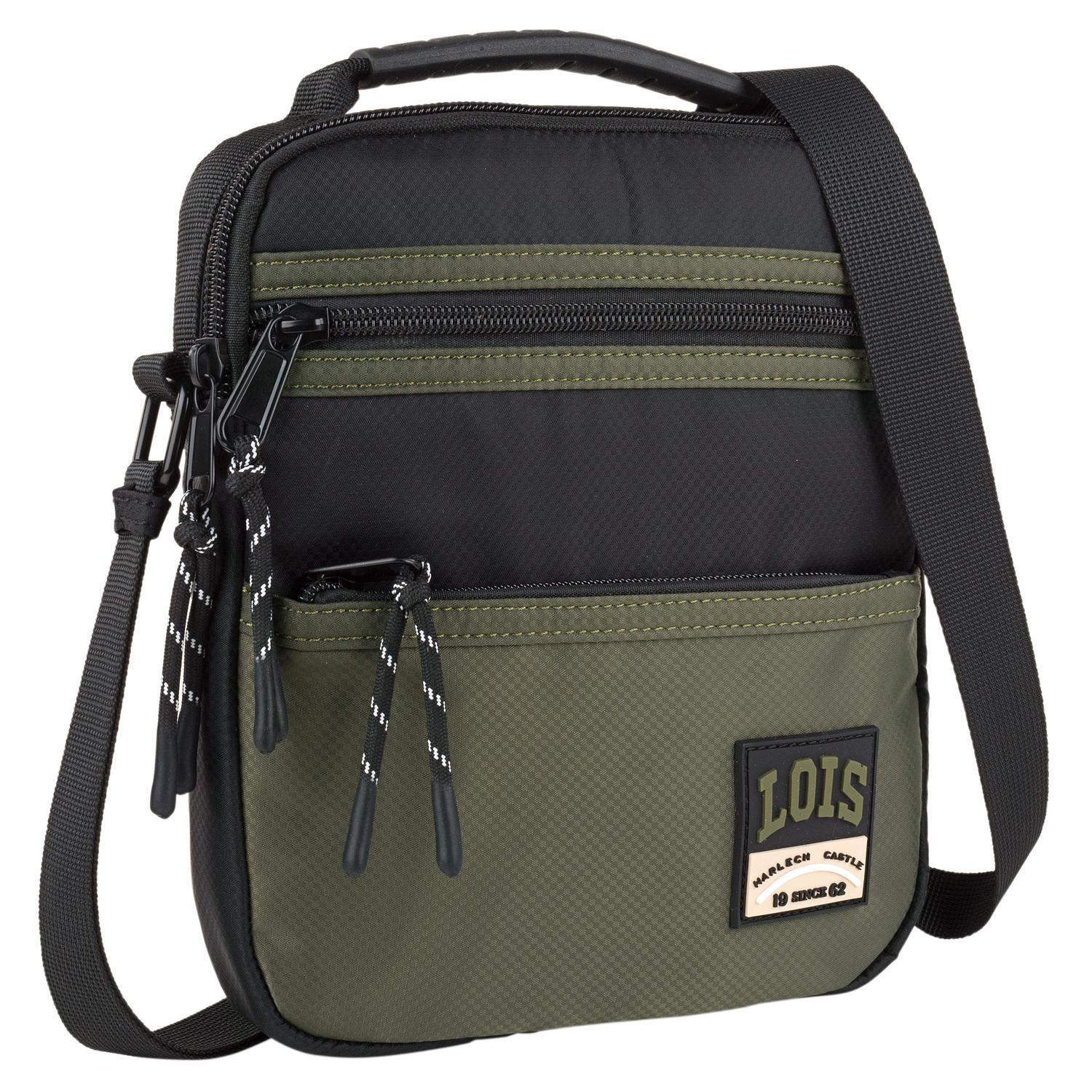 Bandolera de asa superior negra y verde unisex de marca Lois en poliéster