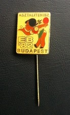 Old vintage pin badge Budapest Hungary - EB 1982 - Table Tennis - ASZTALITENISZ