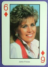 1 x playing card Country Music * Janie Fricke * 6 of Diamonds
