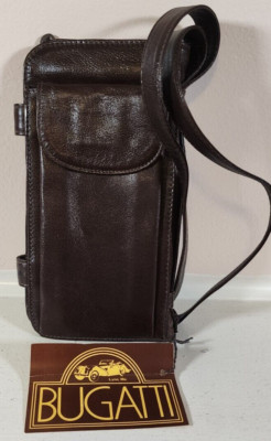 New Bugatti brown leather unisex foldable travel bag w strap