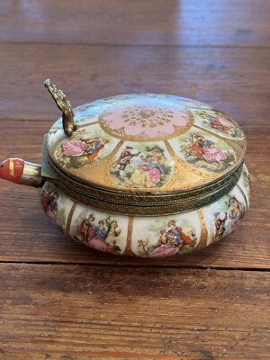 Antique Limoges French Porcelain Gold Paint Gilt Enamel Silent Butler - Ash Tray