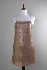 BANANA REPUBLIC Factory NWT $99 Gold Sequin Lined Mini Slip Dress Size 10