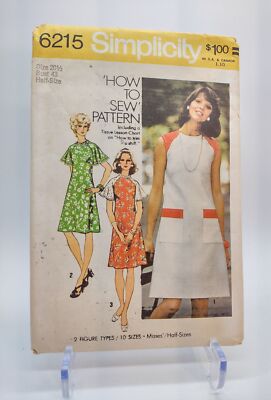 70s Womens Knee-length Dress Sewing Pattern | Simplicity 6215 | Size 20 ...