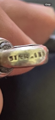 Bracciale regolabile vintage in argento sterling e pelle nera - Foto 4 di 10