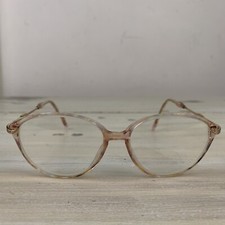 LINDA EVANS SANS PERIEL - Vtg 70s Gold Plastic Mom Granny Eye Glasses Frames