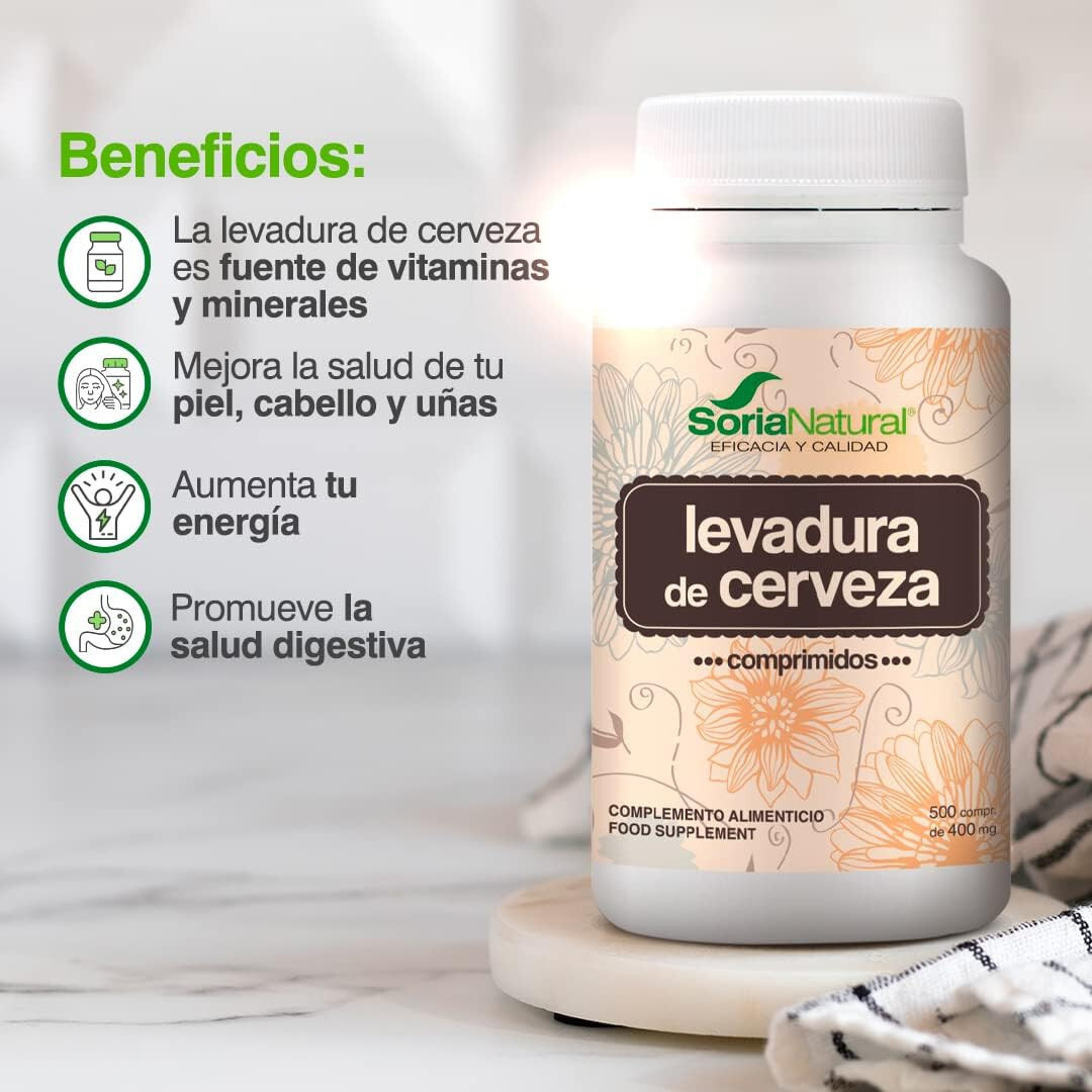 Soria Natural Levadura de Cerveza 500 comprimidos para 90 días,piel,cabello,uñas
