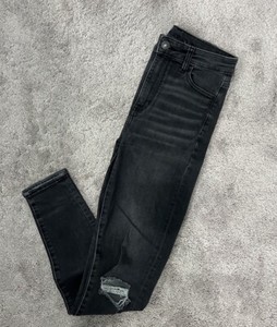 American Eagle Jegging Skinny Jeans Womens 0 Black Distressed Next Level Stretch