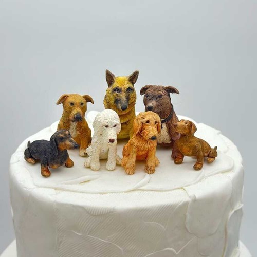 Personalized Dog Figurines - Custom Air Dry Clay Cake Topper for Weddings, Birth - Bild 3 von 10