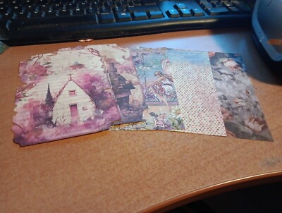 5X SHEETS NOSTALGIC/VINTAGE FOR SCRAPBOOKING/JOURNALS  +/- 13X9 CM (VIN468)