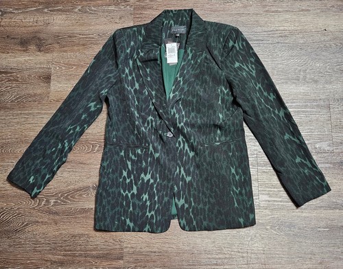 NWT Women's Premise Emerald Long-sleeve Leopard Animal Print Blazer/Jacket 8