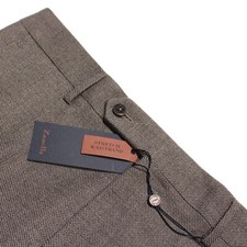 Zanella NWT Dress Pants Size 32 US Noah In Brown Melange Wool Blend
