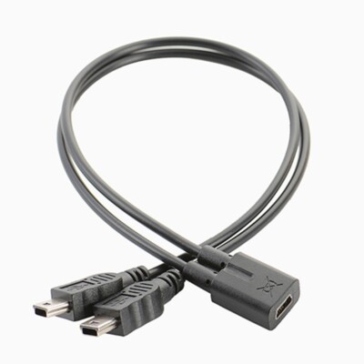 USB 2.0 Mini 5-Pin Y Splitter Cable 1 Female to Male Charging Cable Cord