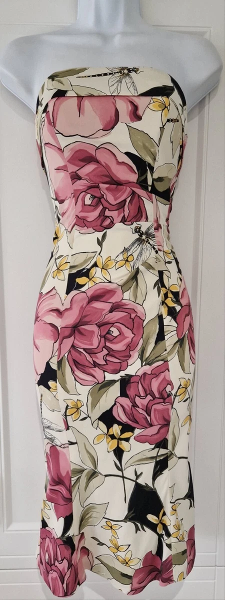 Womens Karen Millen Multicolour Floral Satin Fishtail Strapless