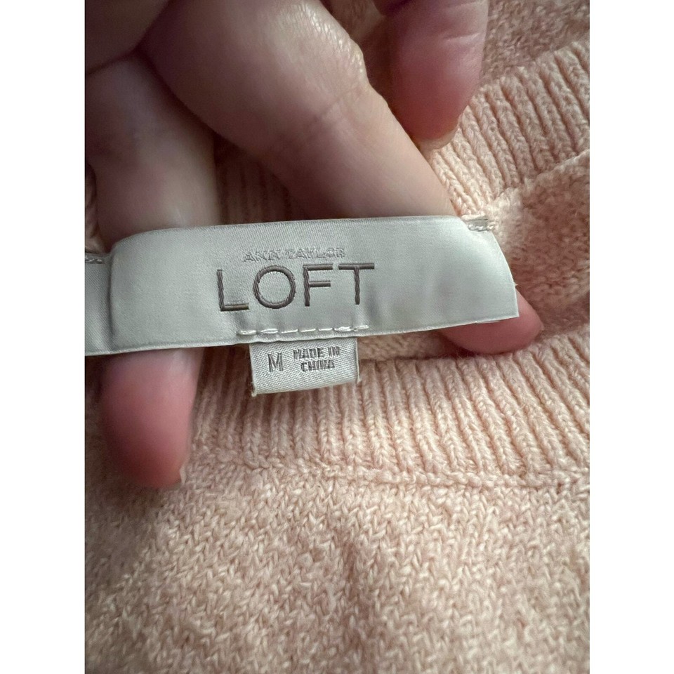 Loft Women's Wool Blend High Low Pullover Sweater Long Sleeve Blush