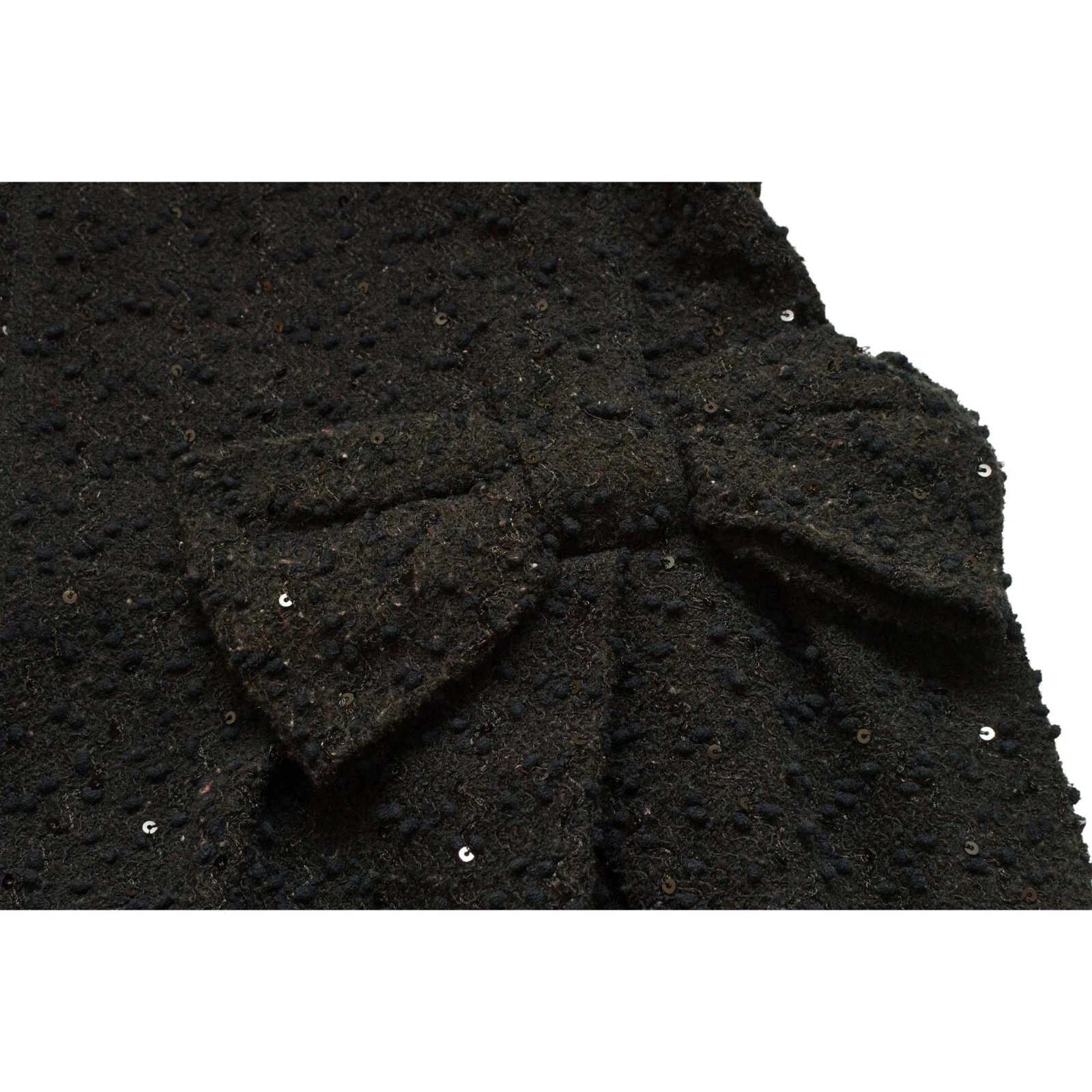 Mini abito Alexander McQueen nero maglia paillettes maniche lunghe taglia 38 con fiocco