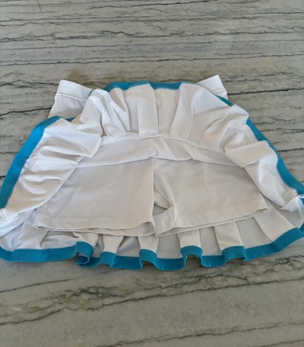 Little Miss Tennis Girls Moroccan Morning White w/ Aqua Tennis Skirt Size M 8-10 - Picture 5 of 7