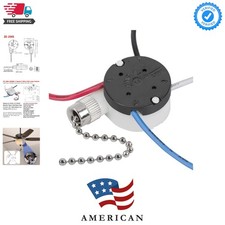 Ceiling Fan Switch 3 Speed 4 Wire Pull Chain Switch Fan Light Switch Replacem...