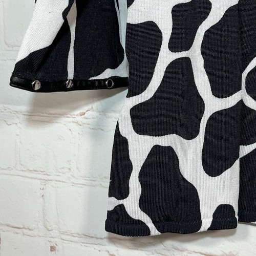 August Silk Blouse Womens Size Medium Cow Print Leather Trim Top - Picture 11 of 13