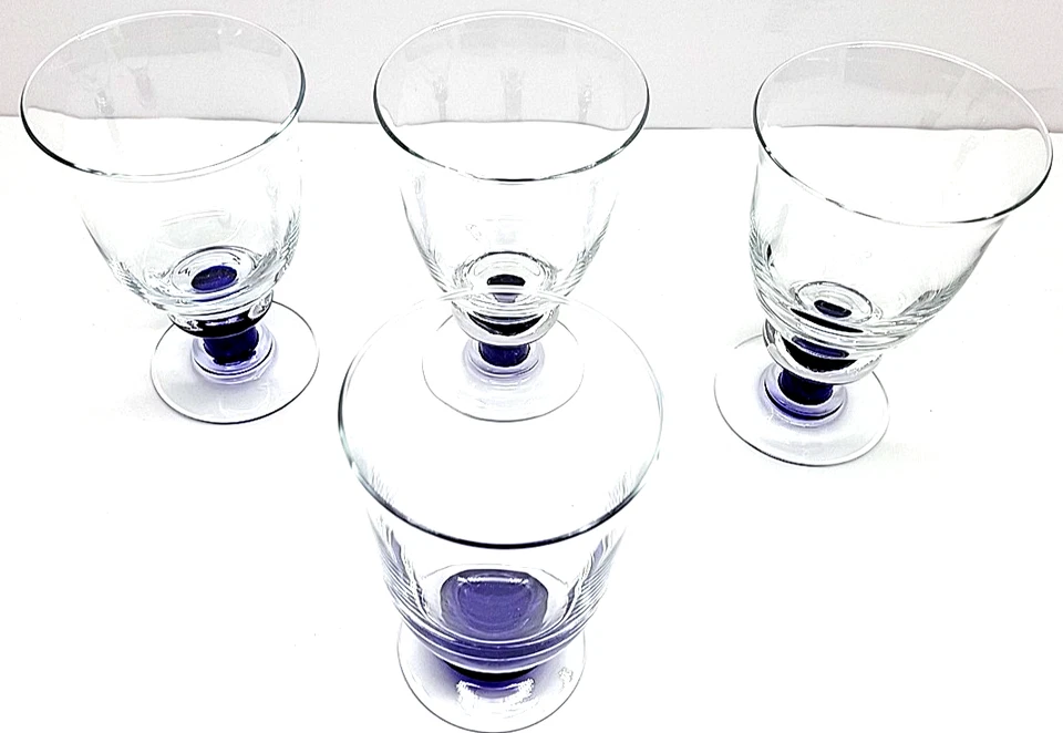 Denby Magnum Blue Water Goblets Set of 4 Glasses (3) 16oz– (1) 18oz 6.5" Tall - Image 4 of 4