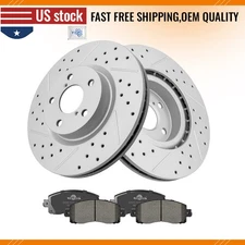 Front Drilled Brake Disc Rotors & Ceramic Pads Kit for Subaru Impreza 2017-2023
