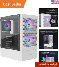 Stylish White RGB Mid Tower PC Case with 3 x 120mm ARGB Fans Excellent Airflow