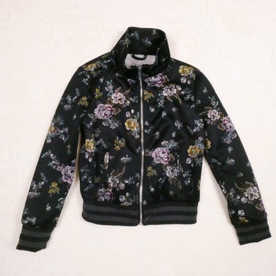 Art Class Floral Velvet Bomber Jacket Size S 6-6X Whimsygoth Kids Streetwear