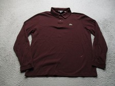 Lacoste Polo Shirt Mens XL Red Long Sleeve Classic Fit Croc Logo Cotton Knit