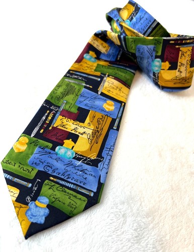 Alynn Vintage Tie Author Author Books Bookstore Bookworm Novels SILK Necktie