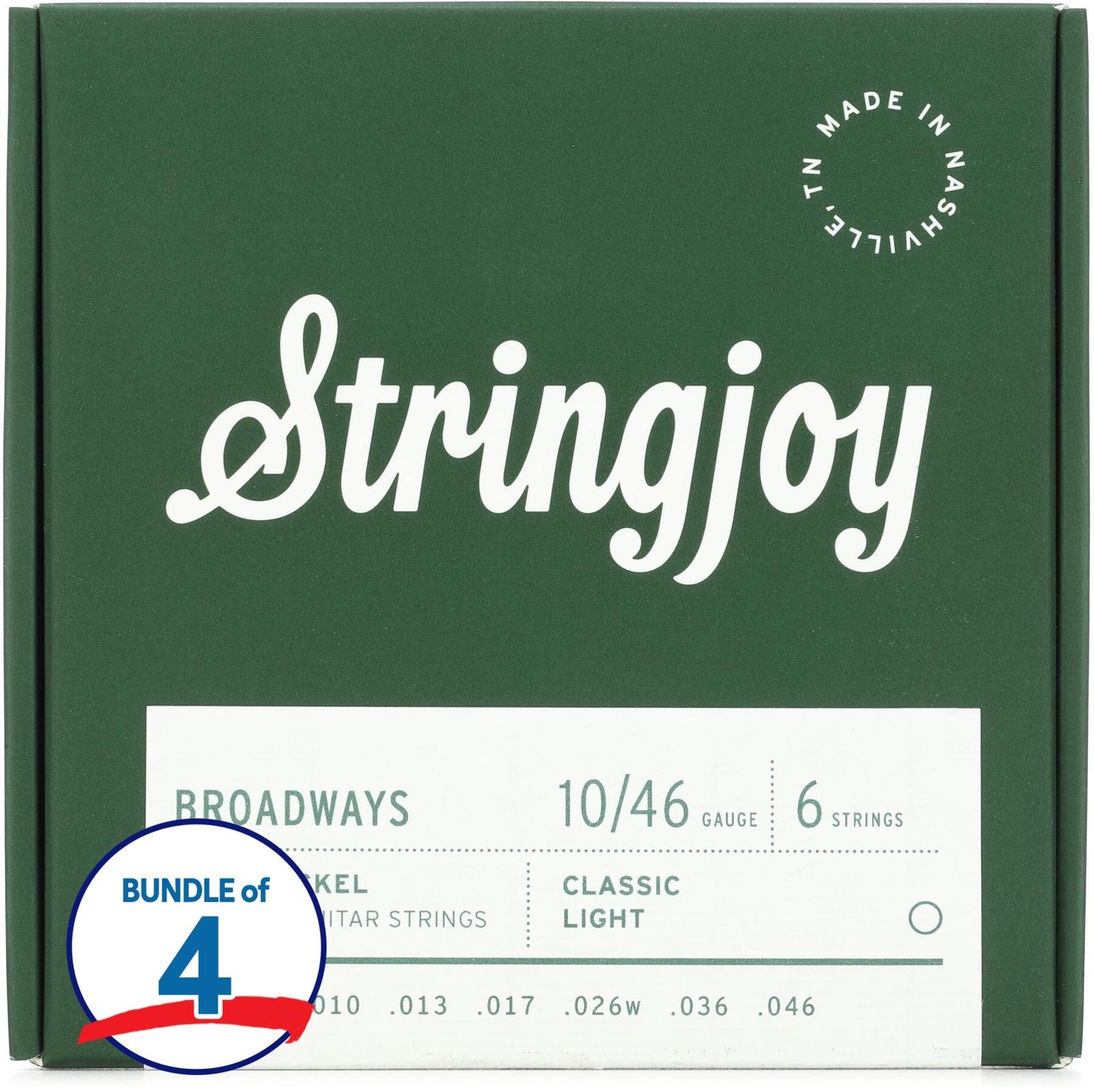 Струны для электрогитары Stringjoy Broadways Classic из чистого никеля 4 упаковки - 010 9490₽
