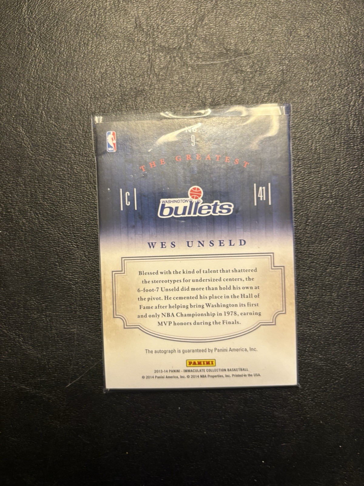 2013-14 Panini Immaculate THE GREATEST WES UNSELD Bullets AUTO/49 AUTOGRAPH LEGE view 3