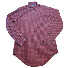 VTG Ralph Lauren Western Plaid Shirt M Cowboy Ranch EUC