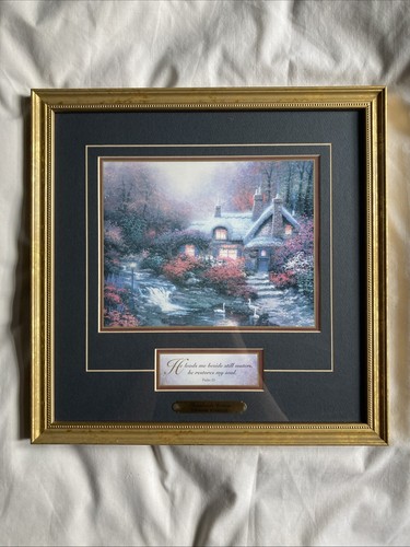 Framed Thomas Kinkade Swanbrooke Cottage COA Certificate Psalm 23