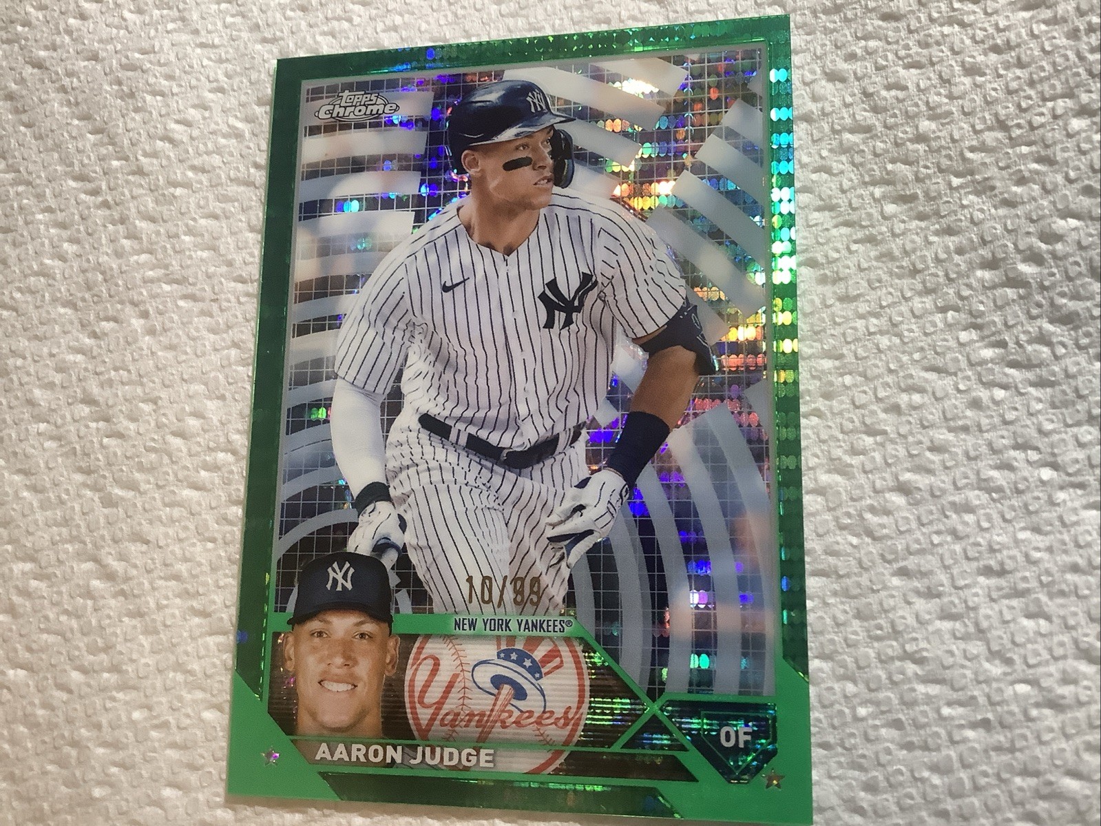 2023 Topps Chrome #62 Aaron Judge GREEN SONAR Refractor 10/99 Yankees Rare