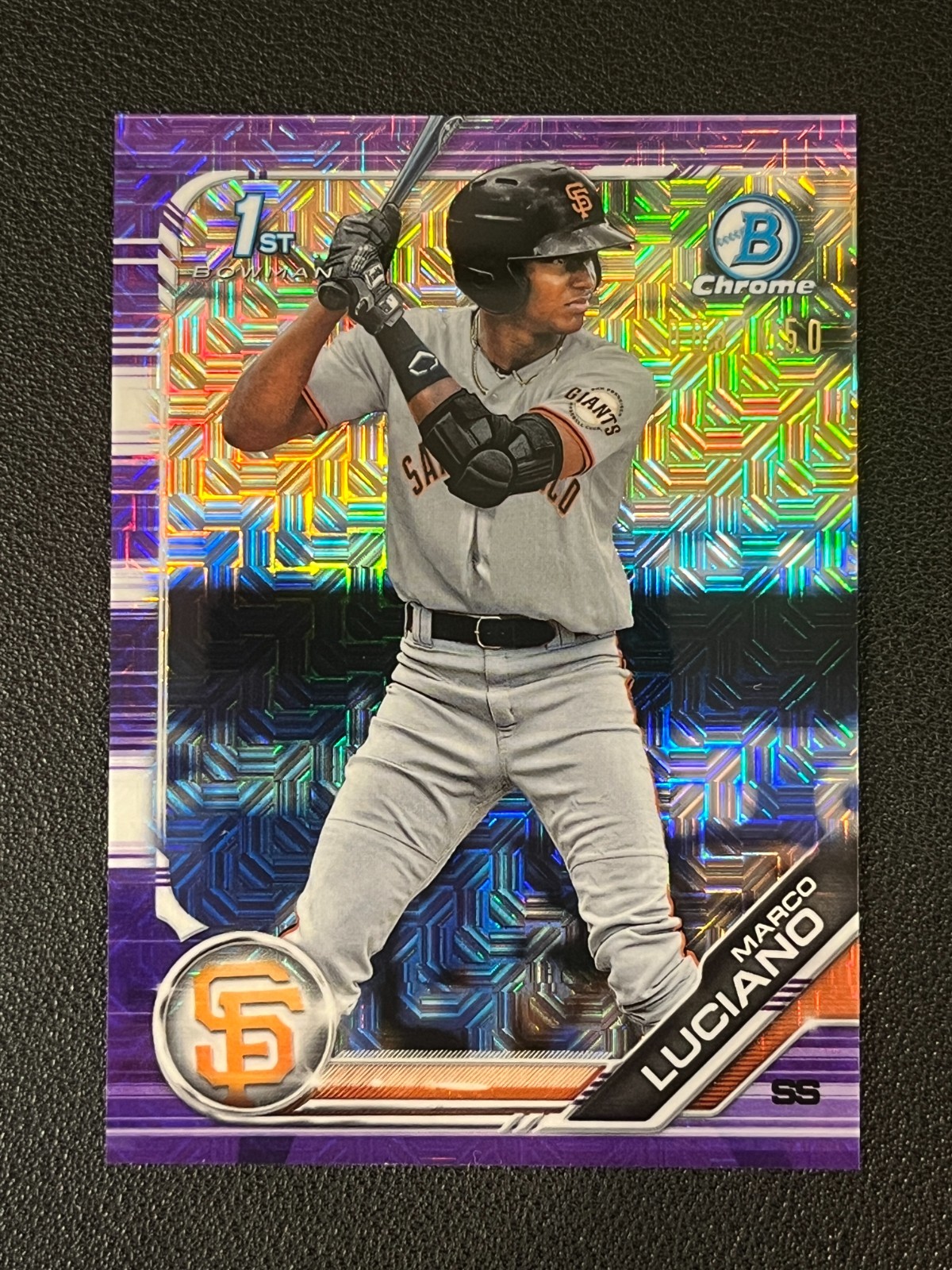 Marco Luciano 2019 Bowman Chrome 1st Purple MOJO Mega Box Refractor /250 Giants