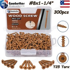 #8x1-1/4" Deck Screws T25 Torx Drive Self Tapping Wood Deck & Fence Screw 300pcs