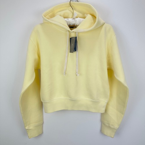J.Crew Heritage Fleece Cropped Hoodie Yellow Sunflower Sands Athleisure XS NWT - Picture 5 of 13