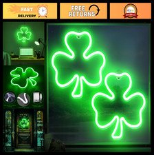 2 Pack 11.5 Inch St. Patrick's Day LED Clover Window Lights - Green Shamrock Neo