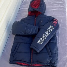 Tommy Hilfiger Boys Hooded Full Zip Puffer Jacket Blue/Red L 14/16