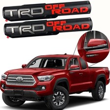 Usa 2x 3d Black Red Side Badge Sport Offroad Emblems Door Nameplate Trd Tacoma