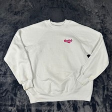 Vintage Reebok Sweatshirt Mens XL White Made in USA Embroidered Logo Raglan