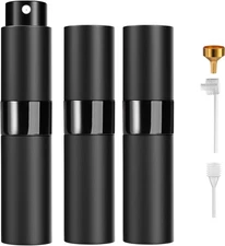 ​​Perfume Travel Refillable Atomizer 8ML (3PCS) - Empty Cologne Spray Black 