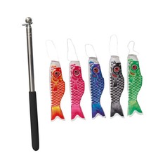 5Pcs Japanese Carp Flags Japanese Carp Windsock Streamer Garden Fish Flags