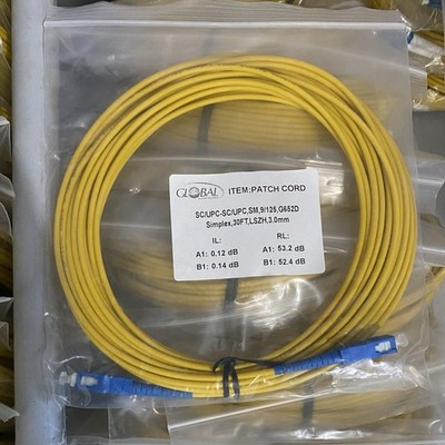 SC/UPC to SC/UPC, Simplex, 3mm  Jacket, Single Mode Fiber Optic Patch Cord, 30ft