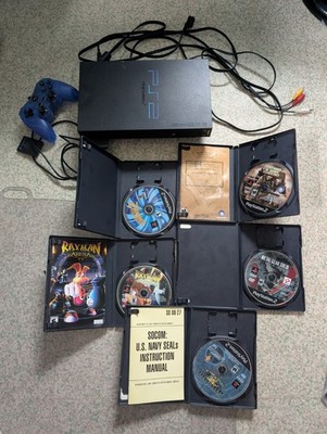 PlayStation 2 Fat Console - Bundle - Mem Card + 5 Games +  1 Controller - Tested