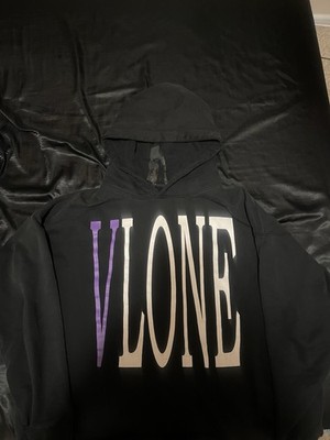VLONE Black Purple Graphic Print Pullover Hoodie Fleece Men's Size M