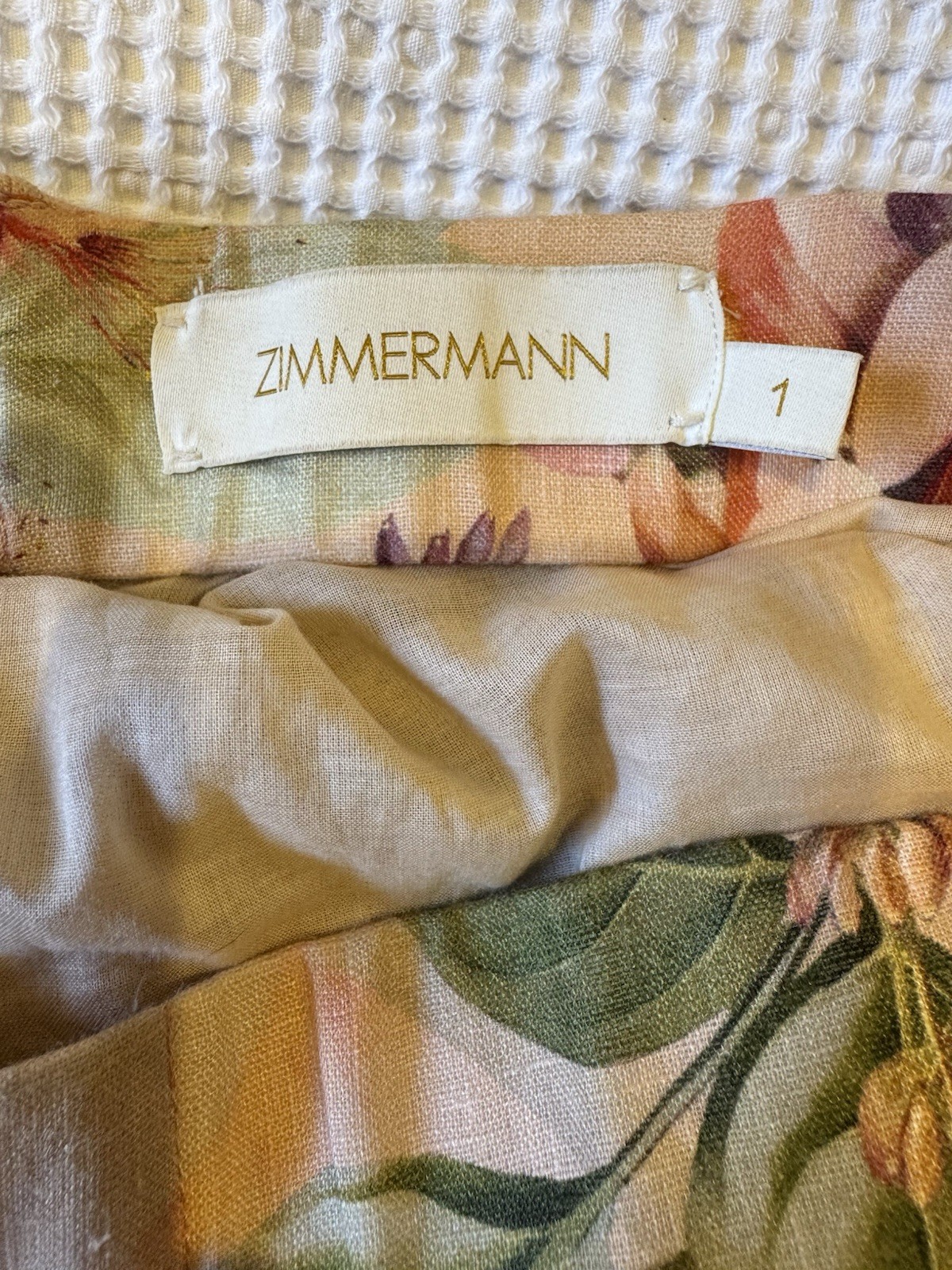 Zimmermann Dress Size 1/AU 10/US 6 Candescent Swing Linen Floral Plunge Mini