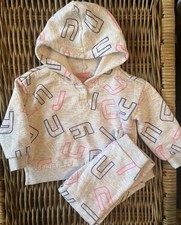 Juicy Couture Tracksuit Toddler Girl 18M Logo 2 Piece Sweat Pants and Hoodie