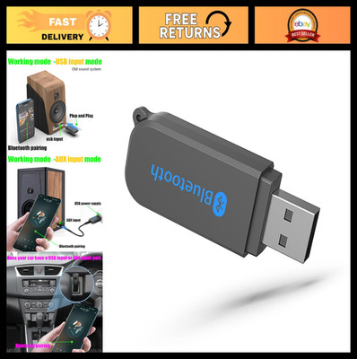 Bluetooth 5.3 USB Audio Receiver Adapter for Car/Home Stereo, 3.5mm AUX Kit