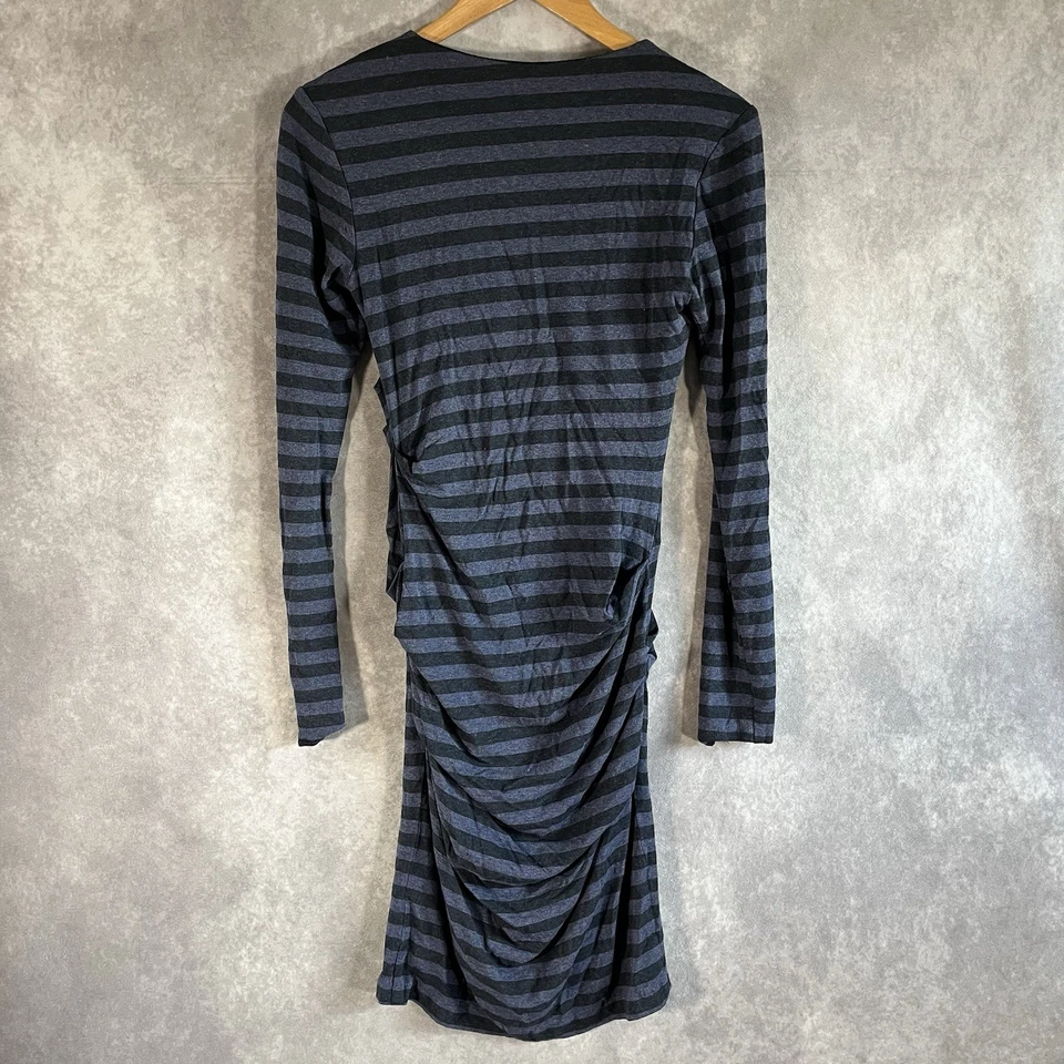 Nicole Miller Dress Women Small S Blue Black Stripe Ruched Bodycon *See Descrip* — 第 2/4 张图片