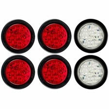 4 Inch Red 28 Led Round Stop Turn Tail Backup Truck Light Kit - 4 Red 2 White